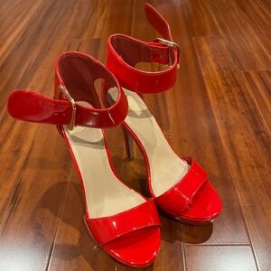 Red Patent Stiletto Shoes Platform Heels Ankle Strap Sandal My Delicious Shoes 8